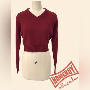 BROADWAY SUPPLY Women's Red V-Neck Sweater Size-38